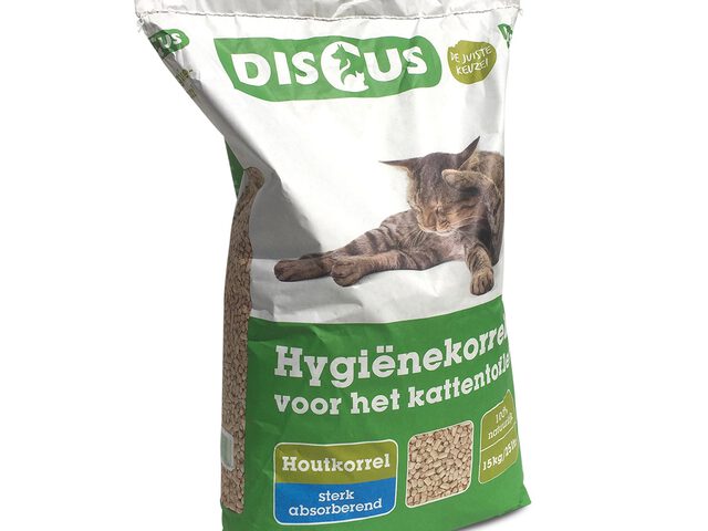 Prestige helpen suspensie Discus Kattenbakvulling Houtkorrel 25 liter • Discus