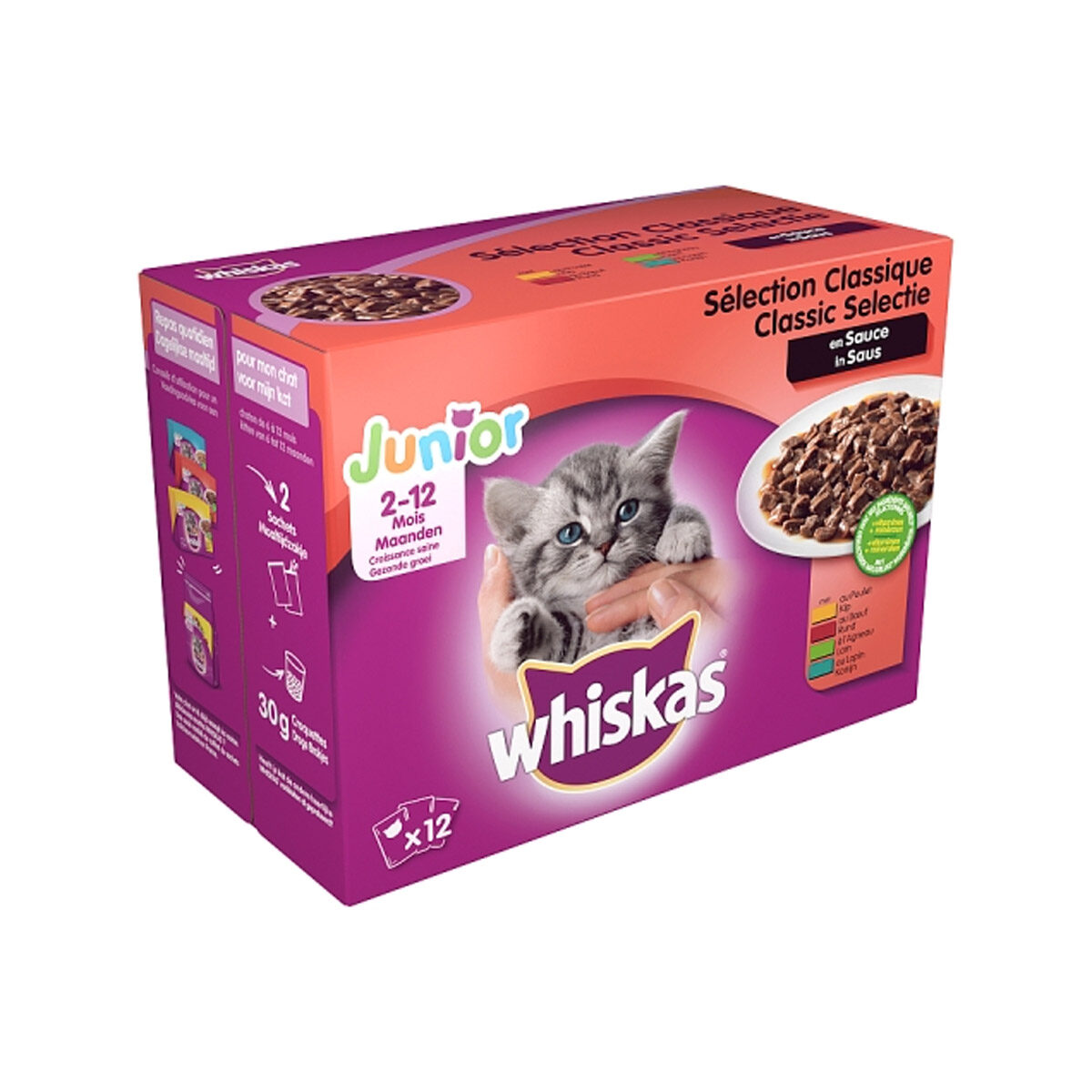 Whiskas Junior Maaltijdzakjes Saus - Vlees Mix - Kattenvoer - 100 gram